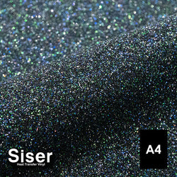 Siser - Glitter Flex - Feuille A4 Thermocollant - (G0113) Noir Crépuscule Pailleté - 20 x 30 cm