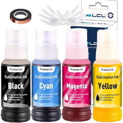 LCL - Pack Recharge - 4 Cartouches à Sublimation 4x100 ml + Gants et Ruban Chauffant Offert