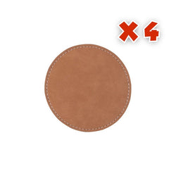 Craft Express - 4 Sous-verres Ronds Bicolores pour sublimation et gravure - Similicuir - Marron/Noir - 10 x 10 cm