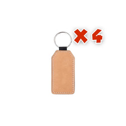Craft Express - Sublimation - 4 Porte-clés Rectangulaires en Similicuir - Marron