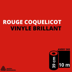 AVERY 500 - Vinyle Adhésif - Rouge Coquelicot Brillant - 39 cm x 10 m