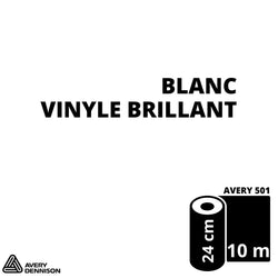 AVERY 500 - Vinyle Adhésif - Blanc Brillant - 24 cm x 10 m