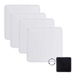 Craft Express - 4 Sous-verres Carrés pour sublimation - Similicuir - 10 x 10 cm - Blanc/Noir