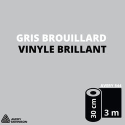 AVERY 500 - Vinyle Adhésif - Gris Brouillard Brillant - 30 cm x 3 m
