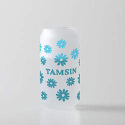 verre tamsin décoré avec du Vinyle Thermoactif au froid bleu turqoise