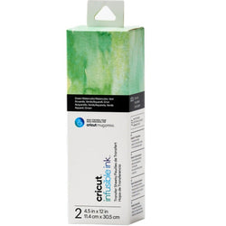 Cricut - 2 Feuilles de Transfert avec Motifs Infusible Ink - Green Watercolor - (11,4x30,5cm)