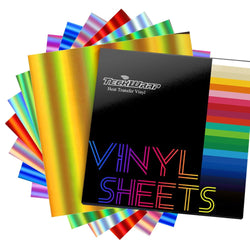 TeckWrapCraft - HTV Thermocollant - 7 Feuilles Holographique Métallisé - 30 x 30 cm